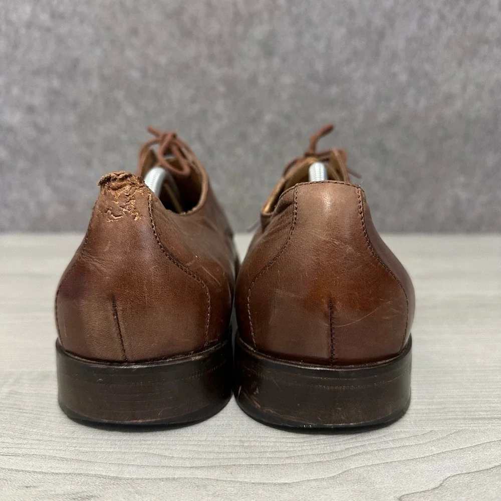 Mercanti Fiorentini Apron Toe Derby Mens 12 Brown Leather Dress Shoes 5559 Italy